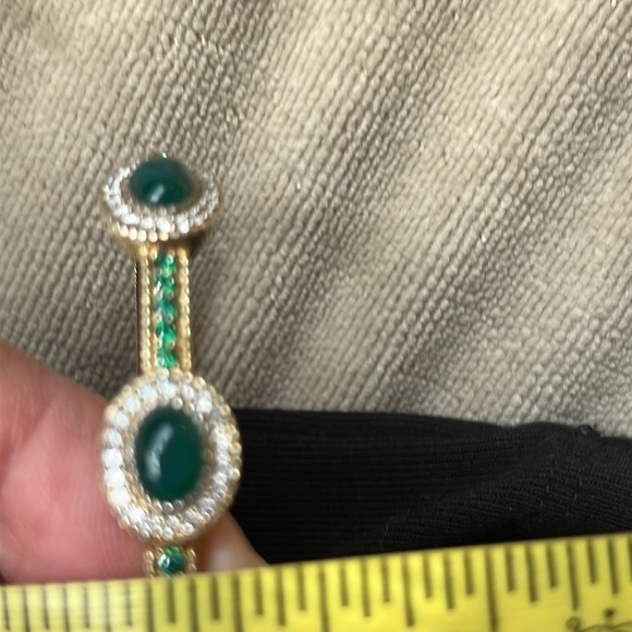 Judith Ripka Chalcedony & Chrome Diopside Gold Clad Sterling Bangle Cuff - Picture 15 of 16